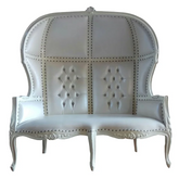White Leather White Trim Double Canopy Rental